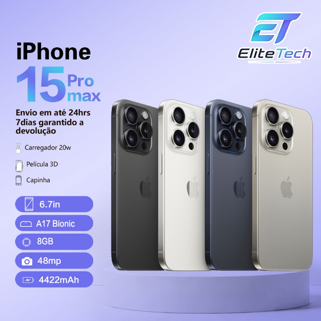 Celular iPhone 15 Pro e Max 128gb e 256gb 5g ORIGINAL + NF Produto de exibição