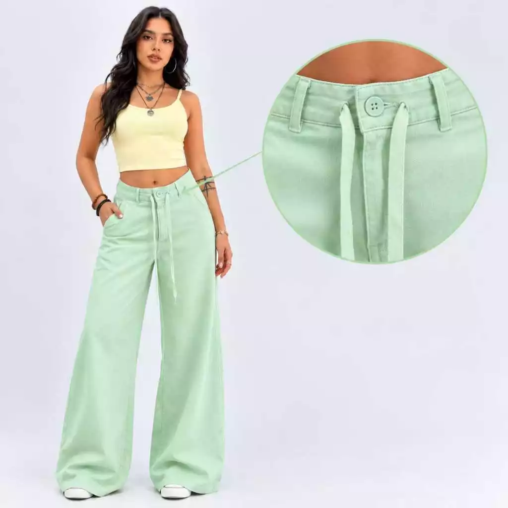 Calça Feminina Sensorial Marrant Pantalona Cintura Alta Com Amarração Elegante