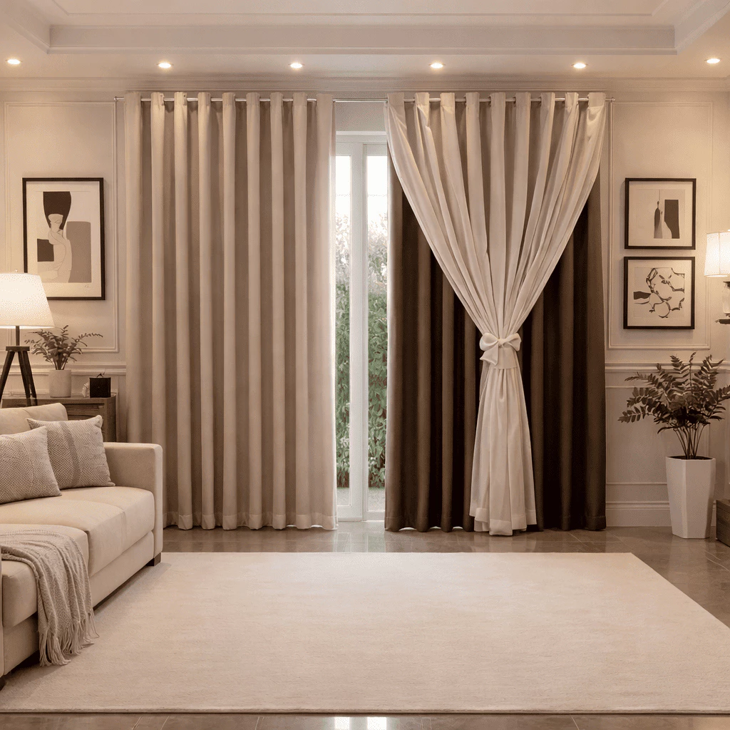 Cortina MADRI 3,00 x 2,50 c/ VOIL Branco - Decoração Quarto, Sala, Escritório, Janela