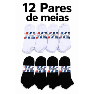 Kit 12 pares de meias cano curto Soquetes Grandes Unissex Masculinas Feminina barato