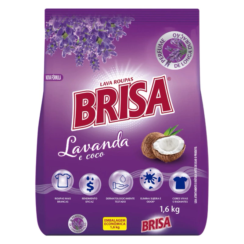 Sabão em PÓ Brisa Lavanda e Coco 1,6KG – Sabão em PÓ Mais Barato da Shopee