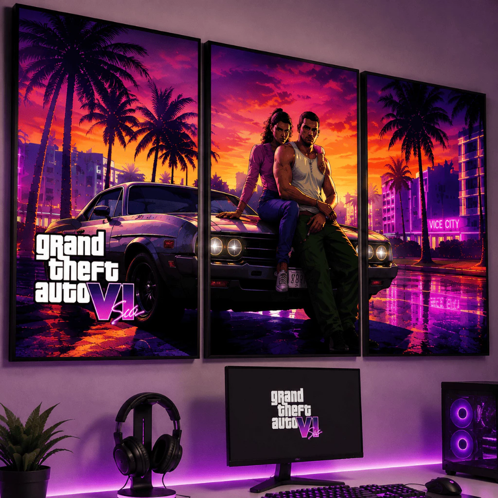Quadro GTA 6 em 3 peças