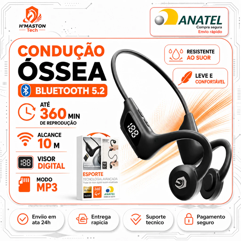 H'MASTON F921 Fone Condução Óssea Fone Para Corrida Fone De Ouvido Para Corrida Fone De Ouvido Esportivo Fone Bluetooth