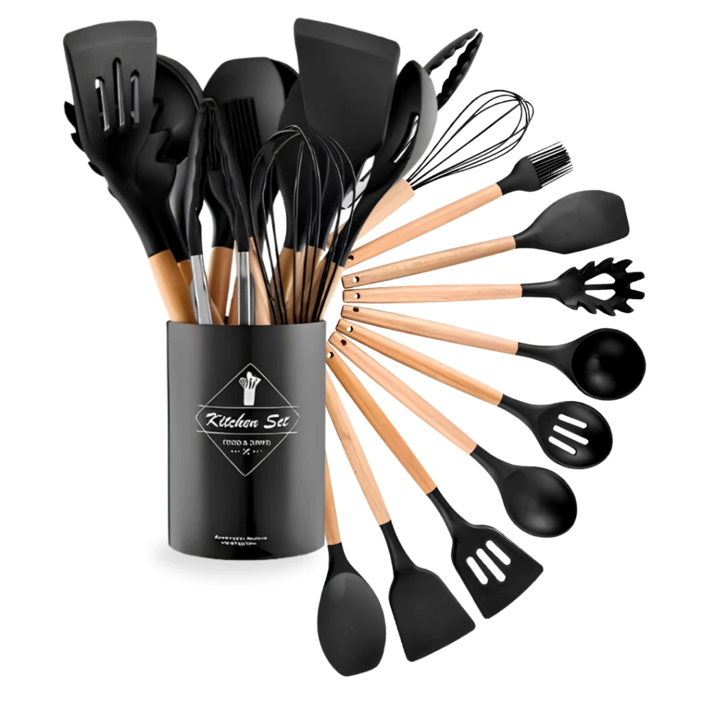 Utensílios de cozinha em silicone · opções de kits