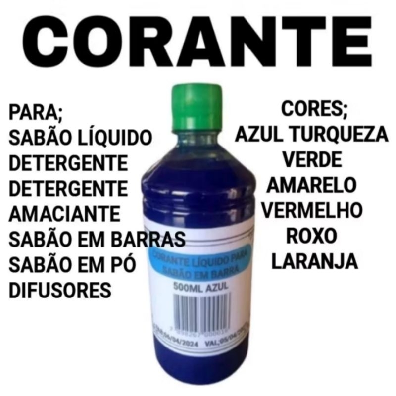 Corante para Sabão Líquido, Detergente,desinfetante, Amaciante, Sabão em PÓ, Sabão em Barra, Difusores 500ML ZT18