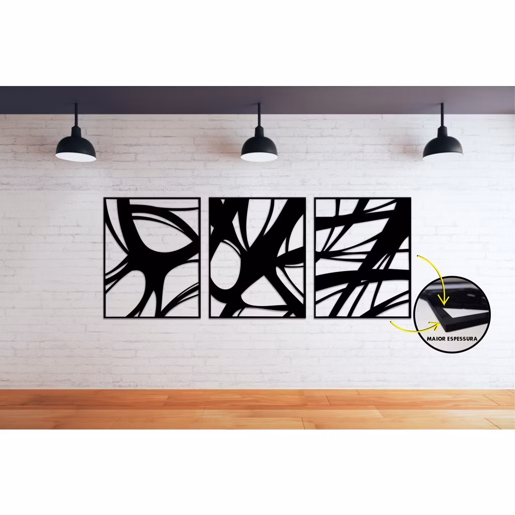 Produto 537- Quadro Decorativo Trio - Abstrato Moderno MDF