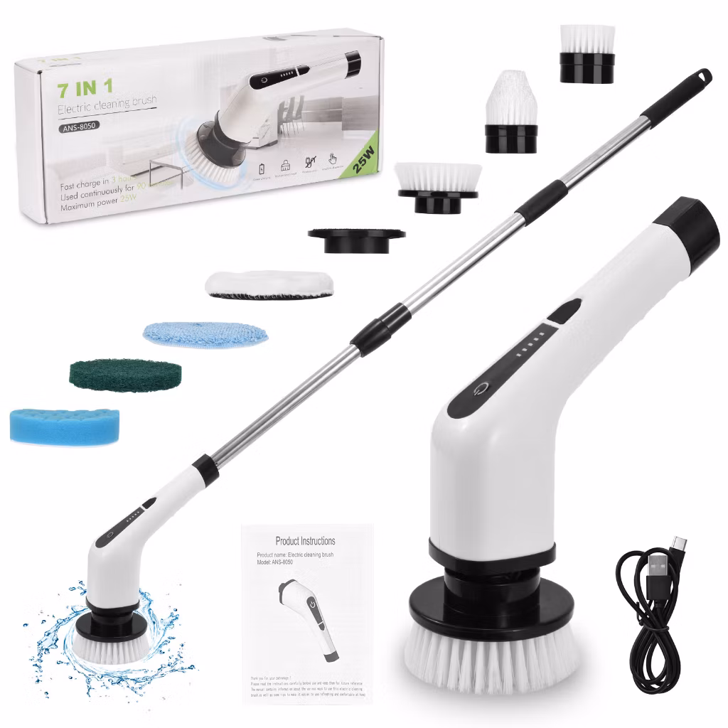 【UIUO】Esfregão Elétrico Spin ; 2022 Novo Escova De Limpeza Sem Fio Com 7 Cabeças De Substituíveis ;