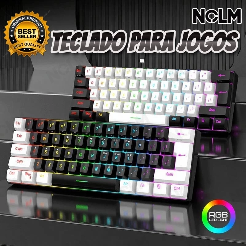 Teclado mecânico compacto 61 teclas RGB