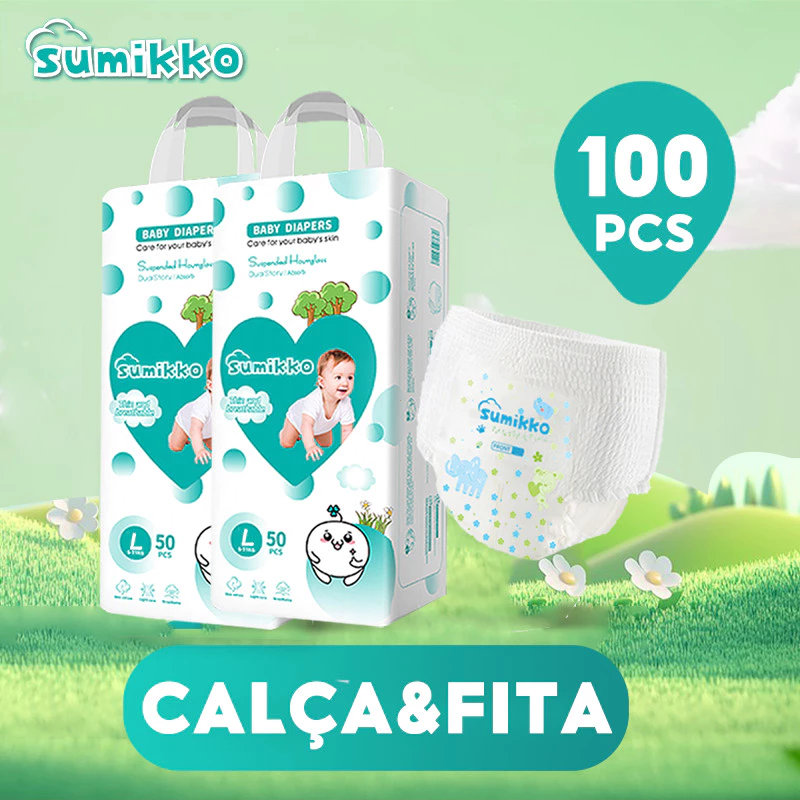 Calça Fraldas SUMIKKO Ajustável 50/100 Unidades P/M/G/XG/XXG/XXXG