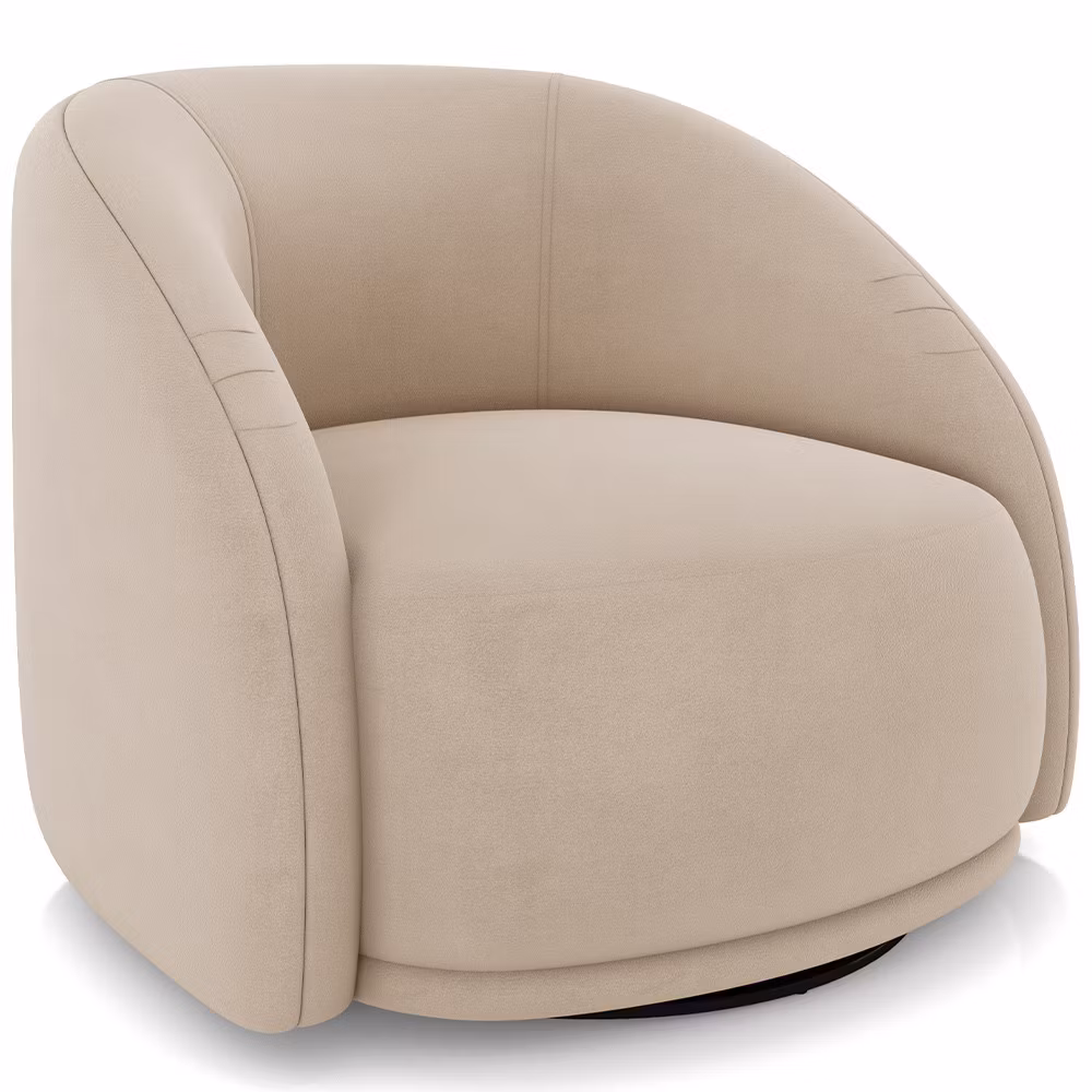 Produto 541- Poltrona Decorativa Giratória Angelina M03 Veludo Bege - Lyam Decor