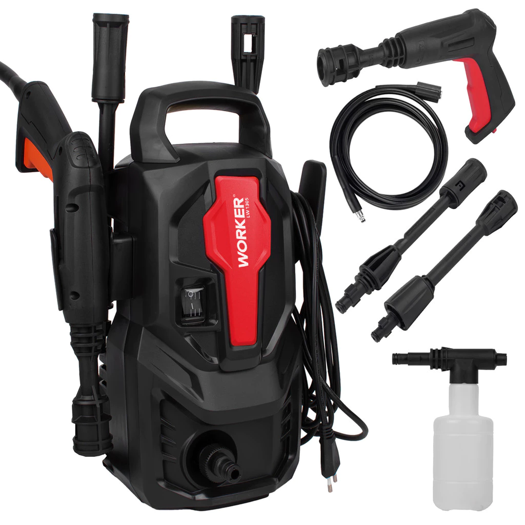 Lavadora Alta Pressão Compacta Potente Lava Carro Moto Com Aplicador Detergente LW1305 1200W Worker
