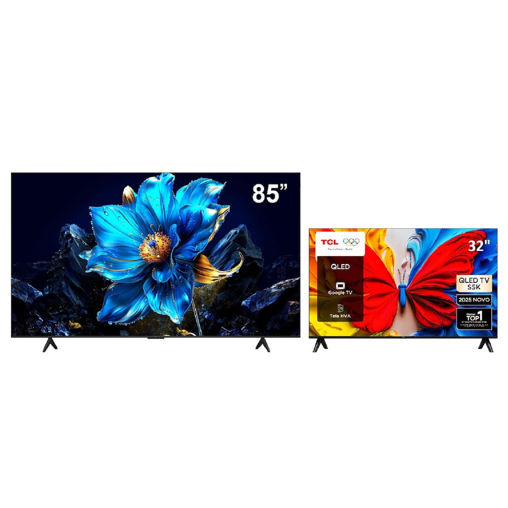 Combo Smart TV TCL 85 85P7K 4K QLED Google TV mais Smart TV 32 Bivolt
