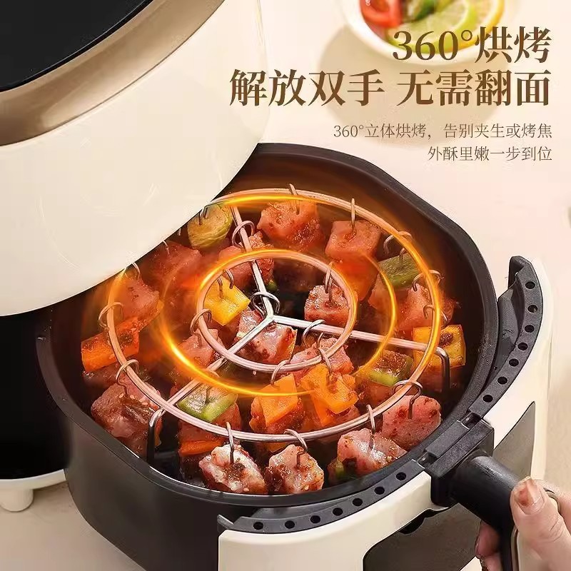 Conjunto de grelha para air fryer, grelha suspensa de aço inoxidável, grelha para churrasco, suporte para espetos TZDY