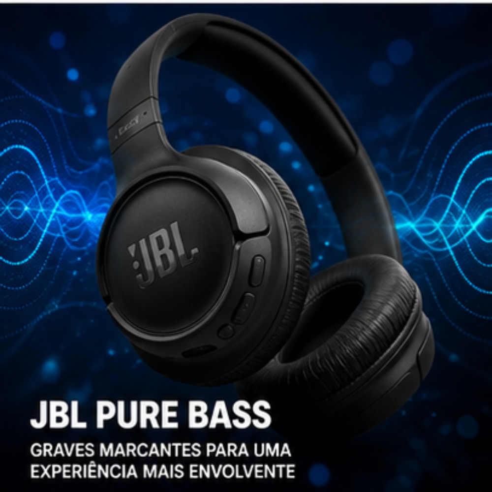 Headphone JBL Tune 530BT, Som Pure Bass, Bluetooth 6.0, Bateria de até 76 horas, 2 Microfones original