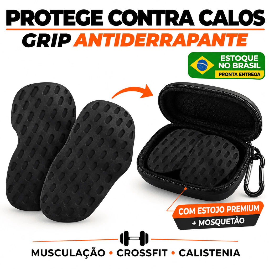 Protetor Palmar Grip Academia Silicone Luva Treino Musculacao Antiderrapante Protege Contra Calos Par + Estojo Case