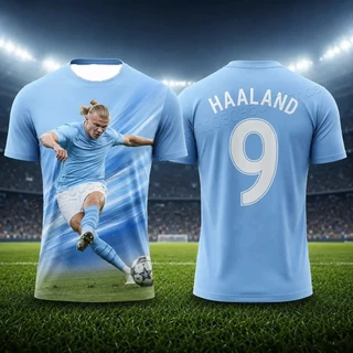Erling Haaland No . 9 Manchester City Football Fan Camiseta Impressão 3D Camisa De Manga…