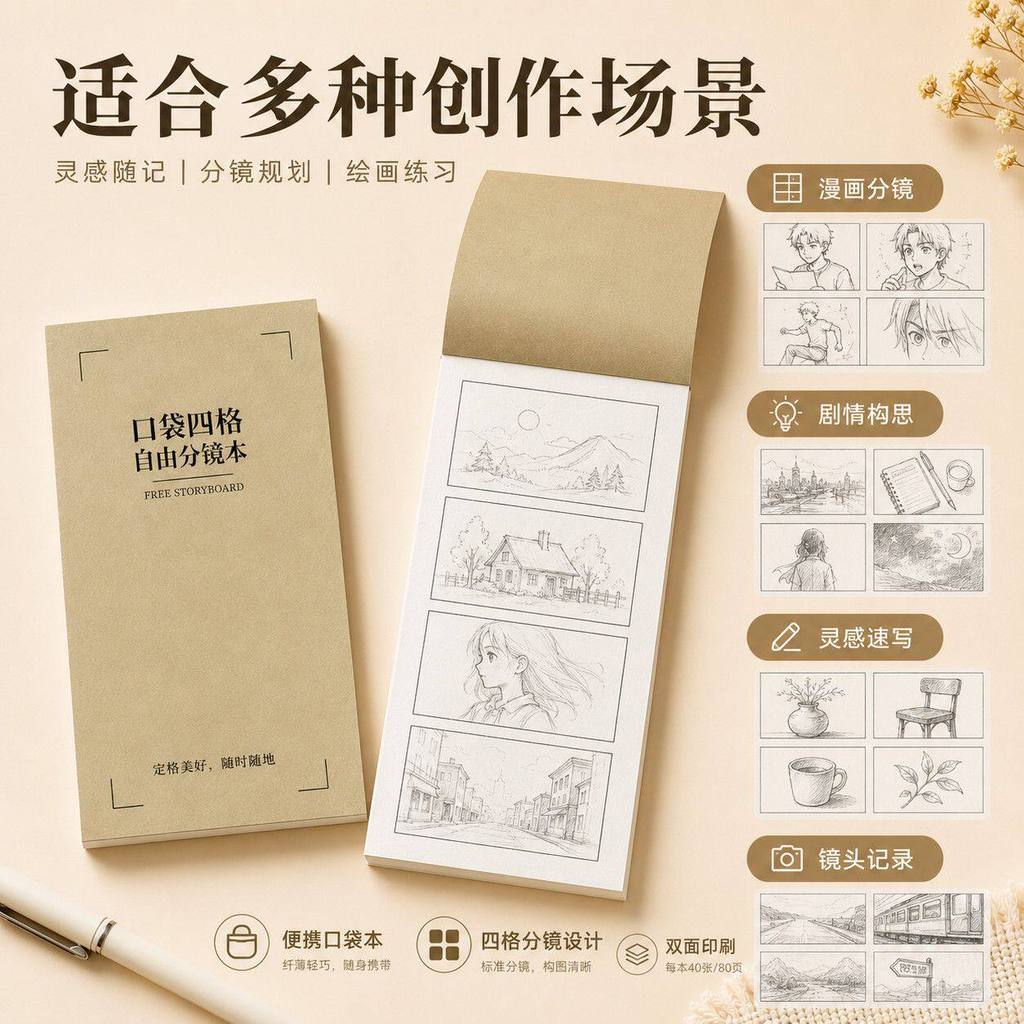 Filme espelho caderno A4A5 quatro grades quadrinhos caderno classe pintura caderno portátil Sketchbook