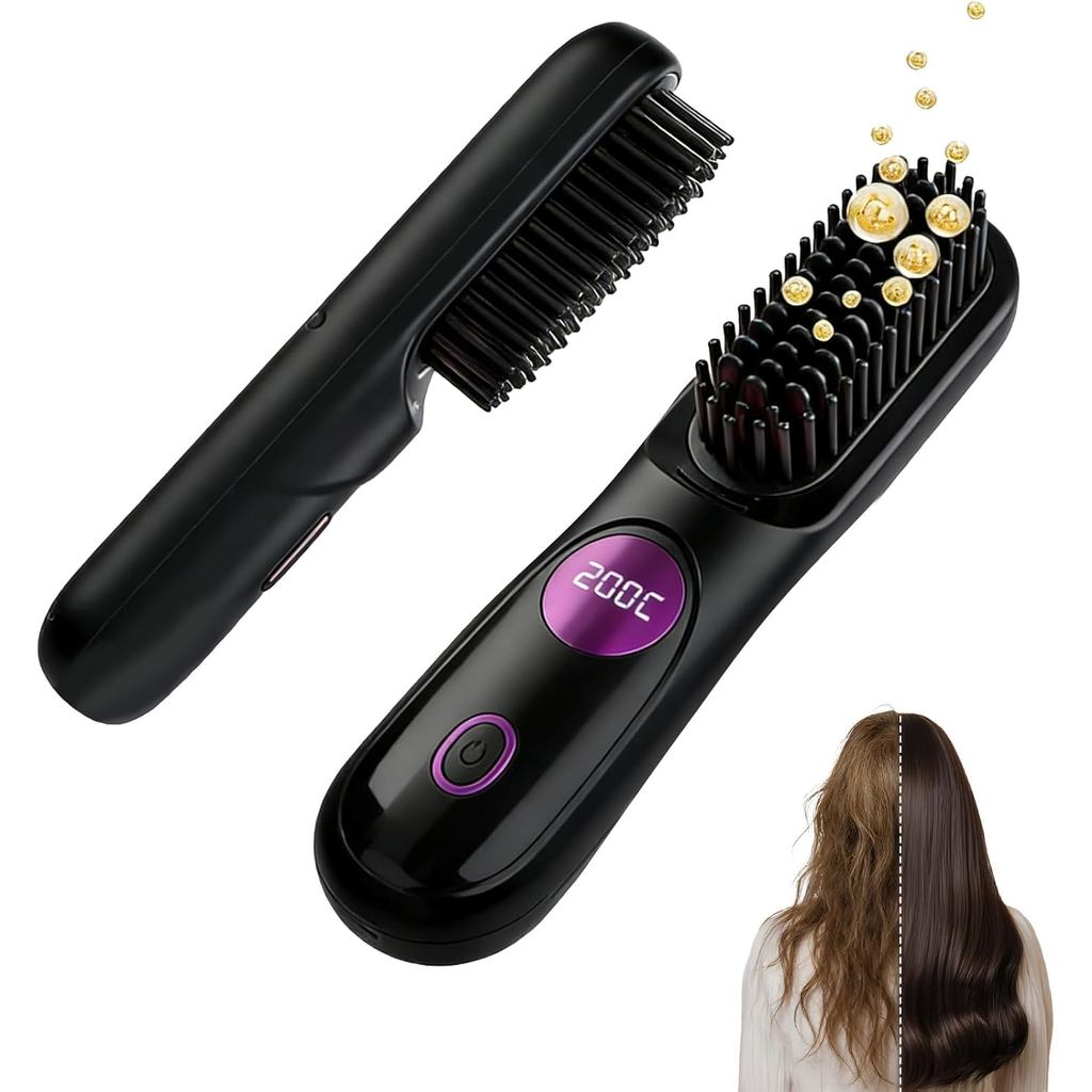 Cabelo Curto , Escova Alisadora De Atualizada 2026 , Escovas Alisadoras Sem Fio Portáteis…