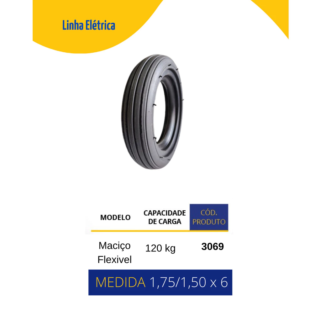 Pneu maciço de Patinete elétrico, Pneu 1,75 x 1,50 x 6 Patinete Maciço Flexível Preto, Pneu de borracha maciço Patinete