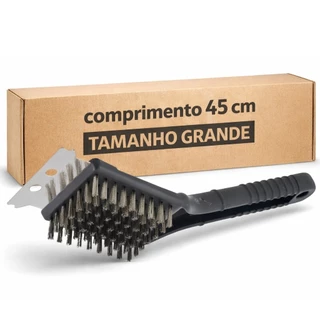 Escova Para Grelha 45cm Cerdas de Aço Inox Original Line Limpa de Churrasqueira Com…