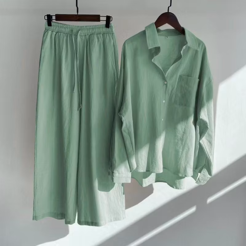 Conjunto de Camisa de Linho de Algodão Conjunto de